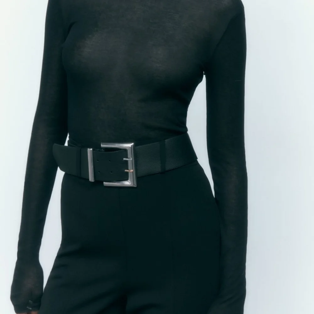 Zara * High Waist Belted Flare Pants Black Size XS